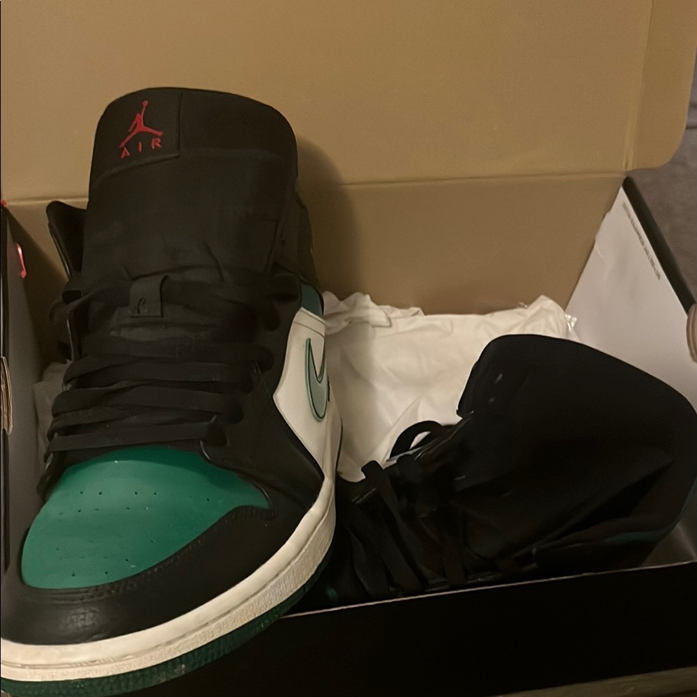 Jordan Black and Green High-Top Sneakers